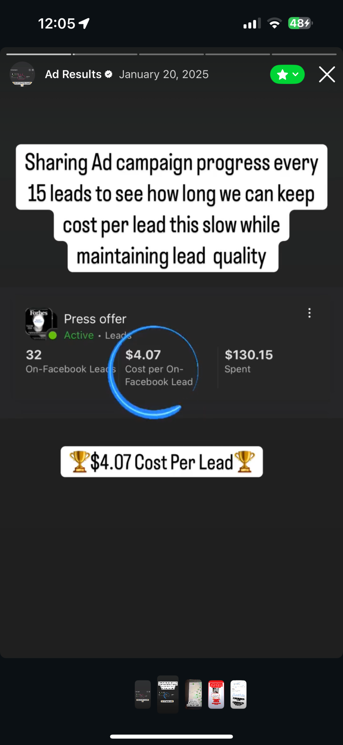 42 leads at $4 cost per lead