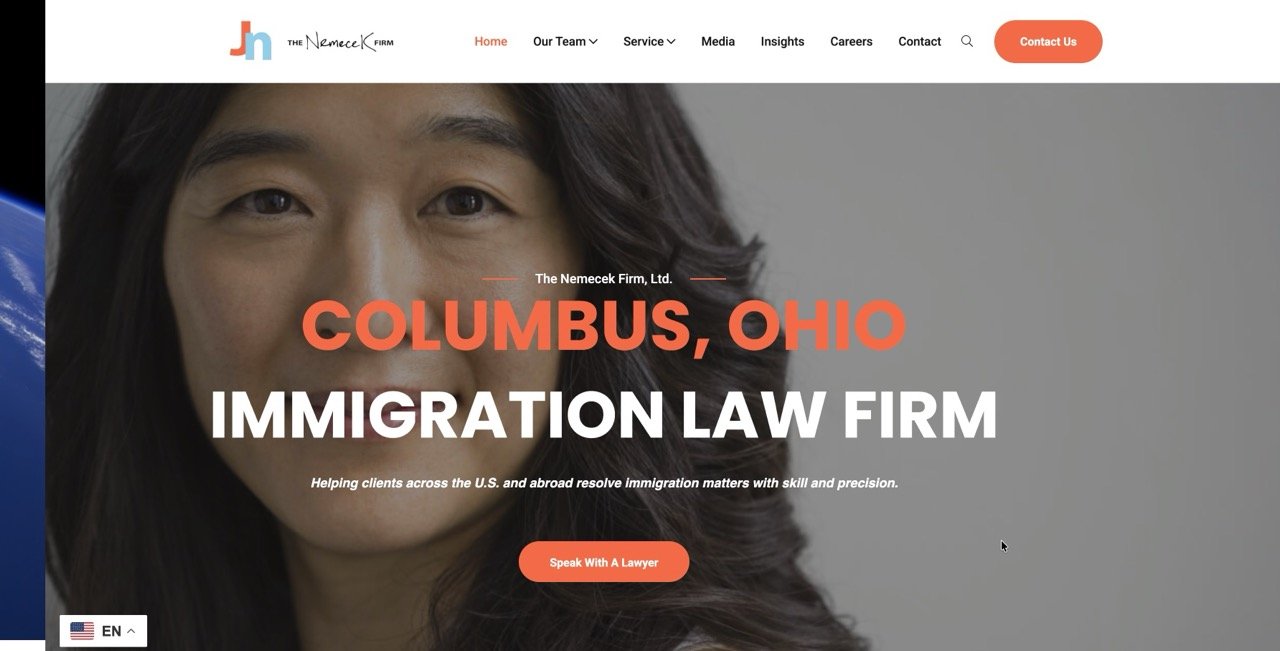 Immigration law firm website design example