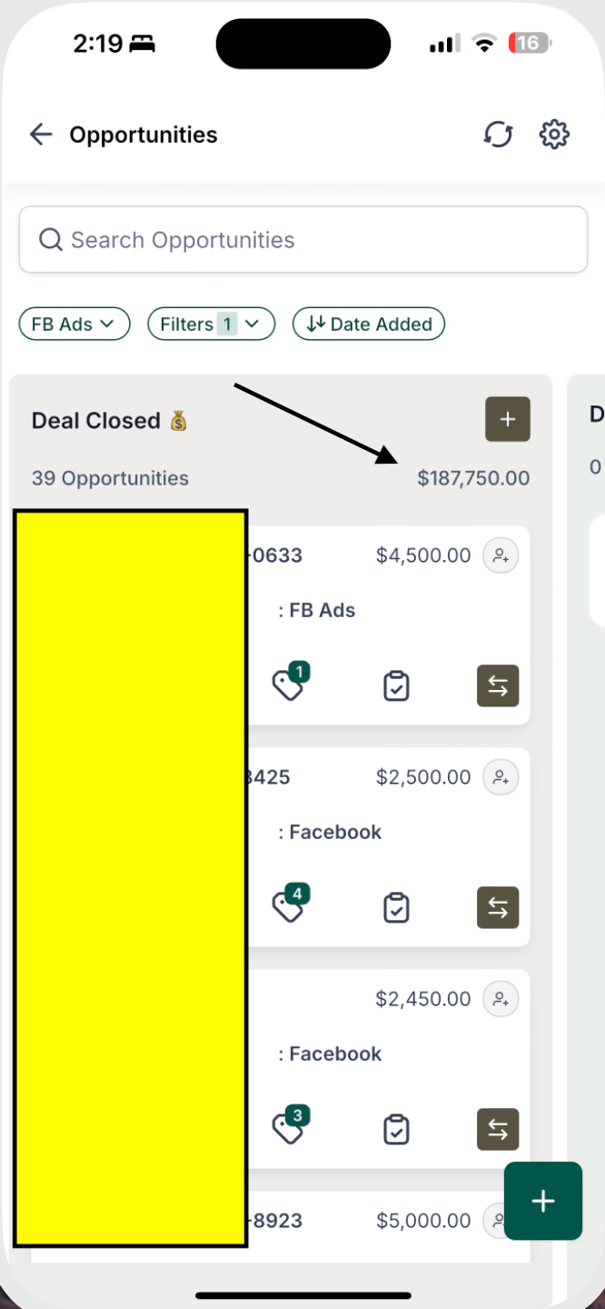 Olympic Law Center CRM showing 39 closed opportunities valued at $187,750