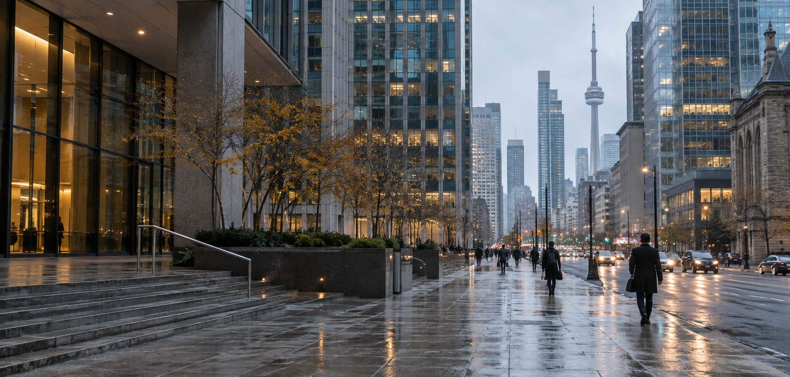 Downtown Toronto skyline at dusk, the home market of Kingwell Immigration Law